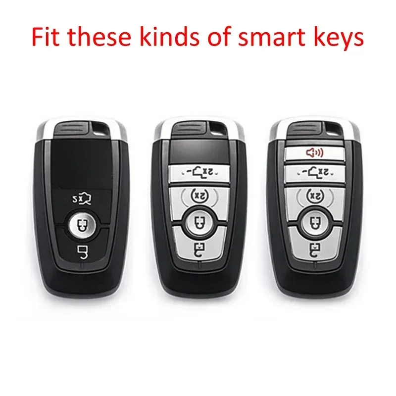 Carbon Fiber Smart Key Fob Case Cover Chain For Ford Fusion F150 Explorer Mondeo Edge Mustang Focus Lincoln Continental Corsair view 2