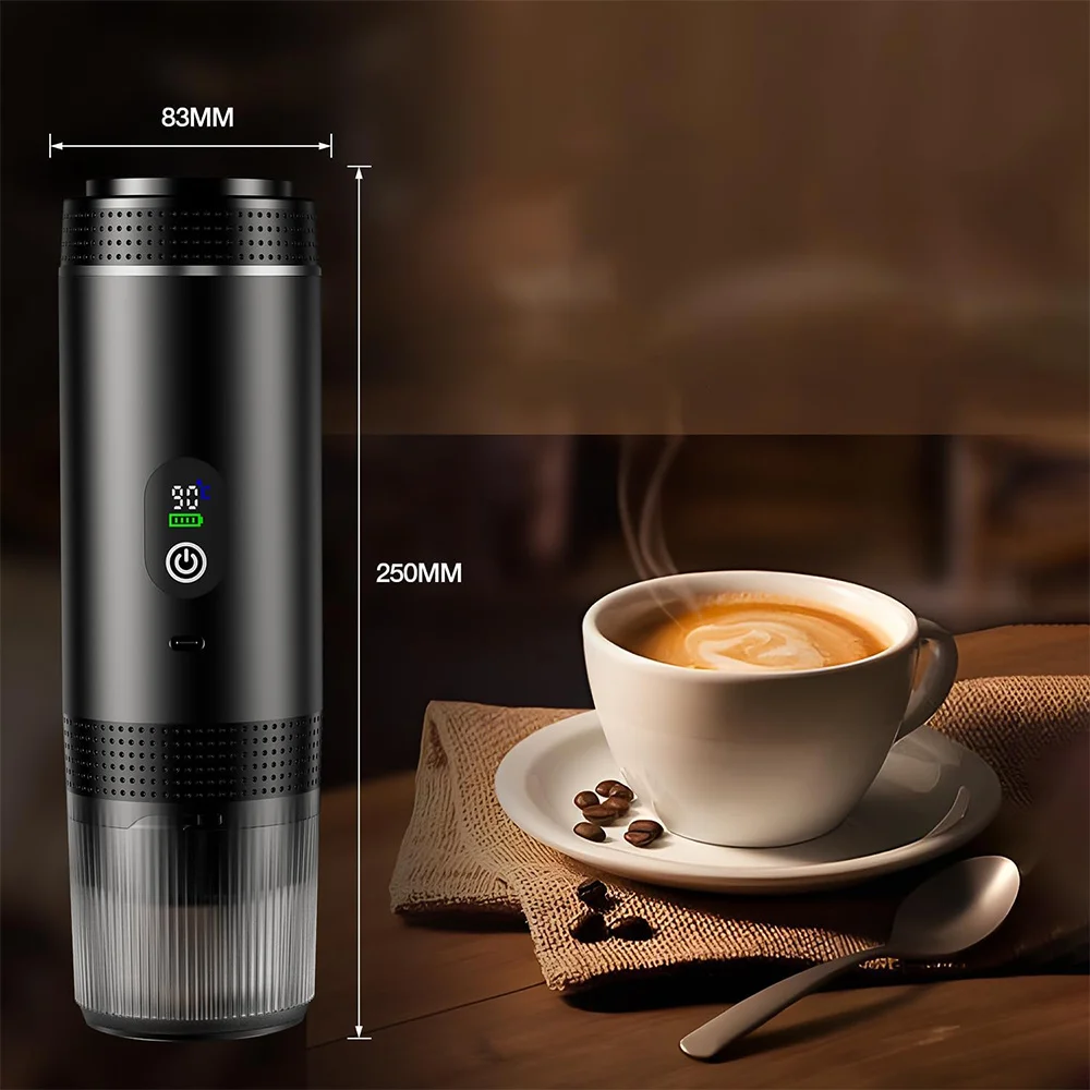 Mini cafetera para viajes, cafetera 3 en 1 a batería, cafetera espresso para coche con USB, compatible con cápsulas y café molido, accesorios para autocaravanas y regalos para acampar