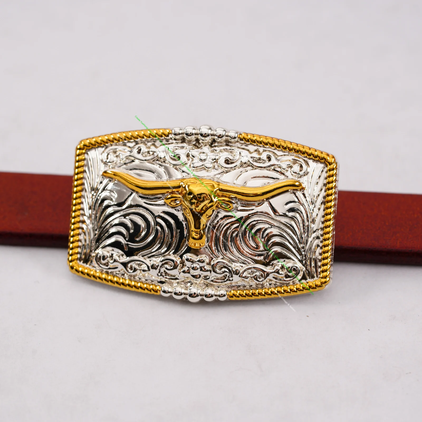 5pc 46*30mm AMERICAN WESTERN TEXAS COWBOY COWGIRL BULL HORN TACK GOLD SILVER LONGHORN ROPE HORSE SADDLE Leather Craft CONCHO SET