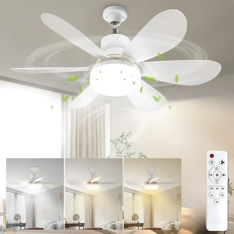 30W/40W E27 Screw Socket for Easy Installation of A Small Household Quiet Fan Light with 3 Tones Dimming Smart Ceiling Fan Light