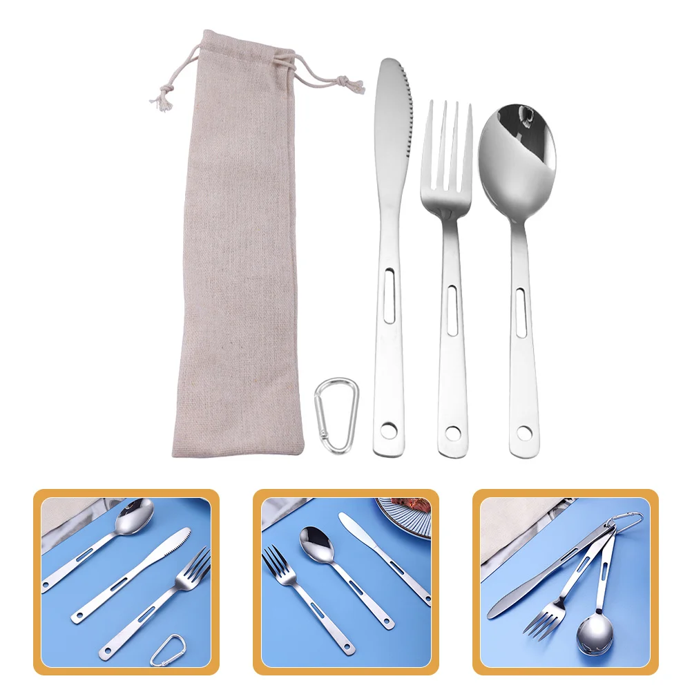 

1Set Stainless Steel Camping Cutlery Set Portable Tableware for Outdoor Hiking Picnic Camping Utensils Travel Cutlery