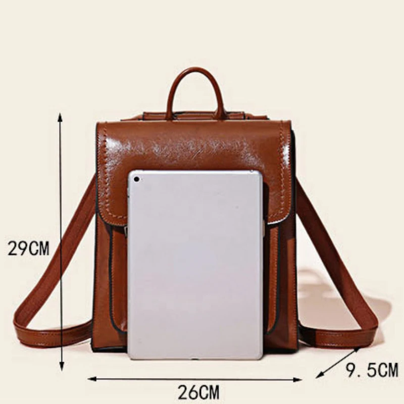 Chikage Euramerican Fashion Borsa in pelle da donna Moda Zaino in pelle di vacchetta con cera d\'olio Zaino per studenti multifunzione di alta qualità