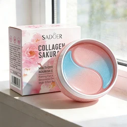 60pcs SADOER Sakura Collagen Eye Mask Anti Dark Circles Eyes Bags Removal Moisturizing Firming Eye Patches Skin Care for Eyes