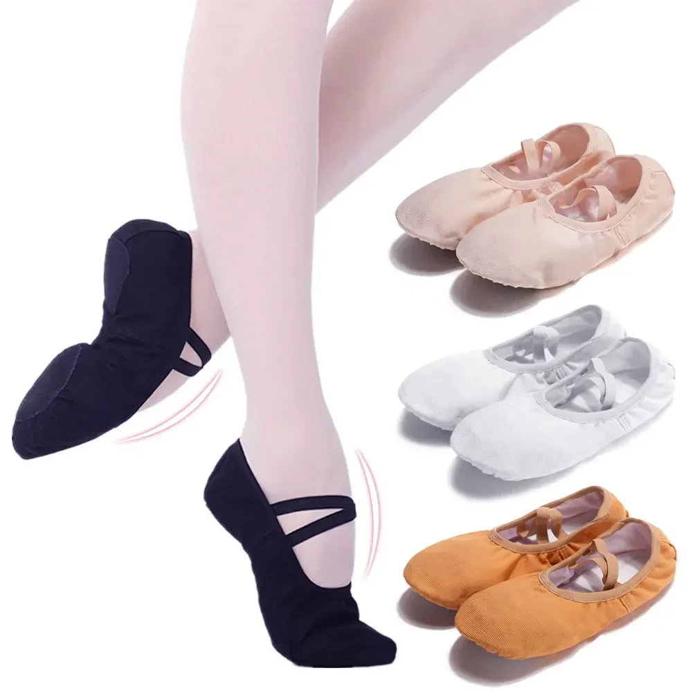 Girls Ballet Shoes Canvas Soft Elastic Ballet No Lacing Dance Slipper Children Practise Ballerina Shoes Multi Colors Dance Shoes