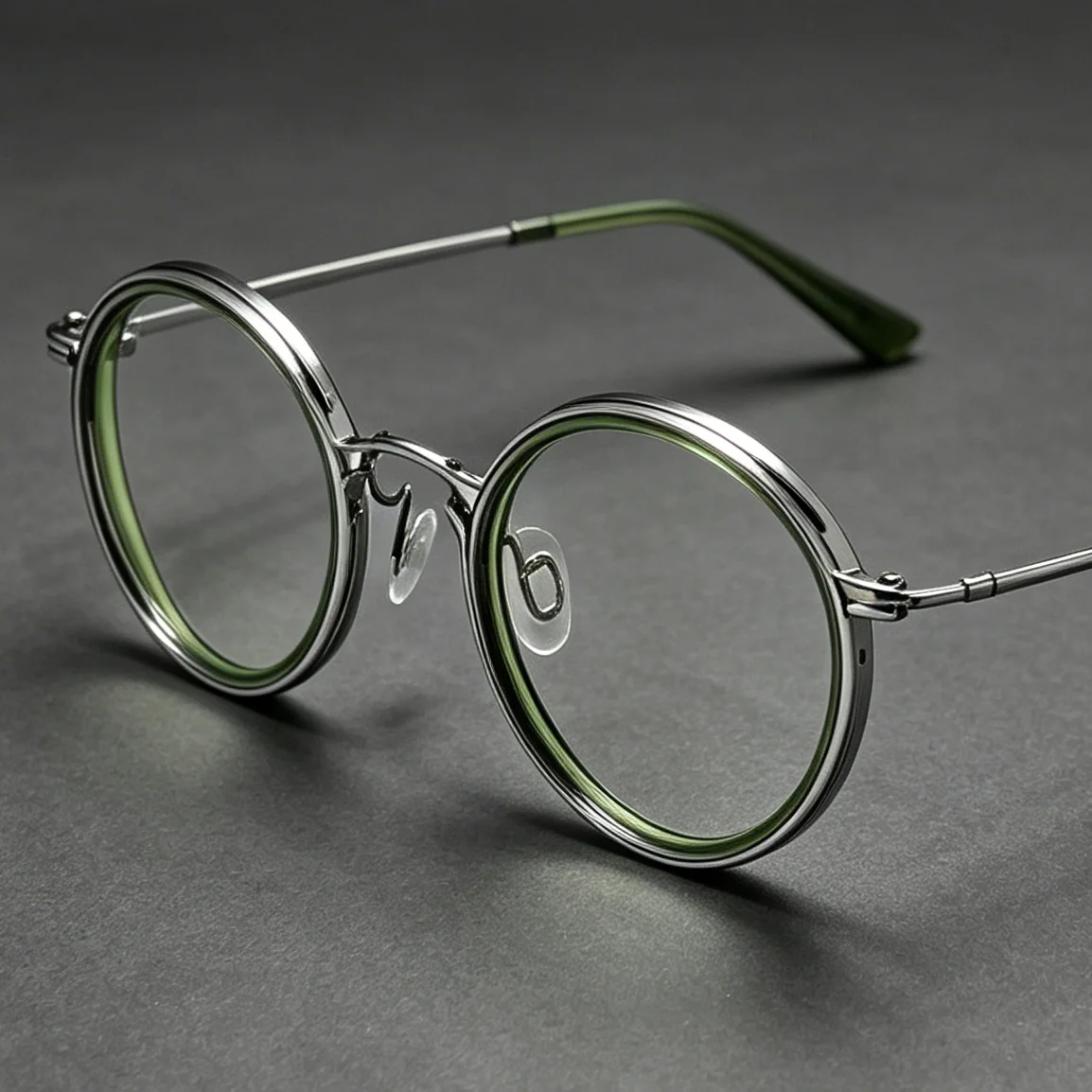 

Retro Round Frame Metal Monogram Glasses, Unisex, High Quality, Blue Light Protection