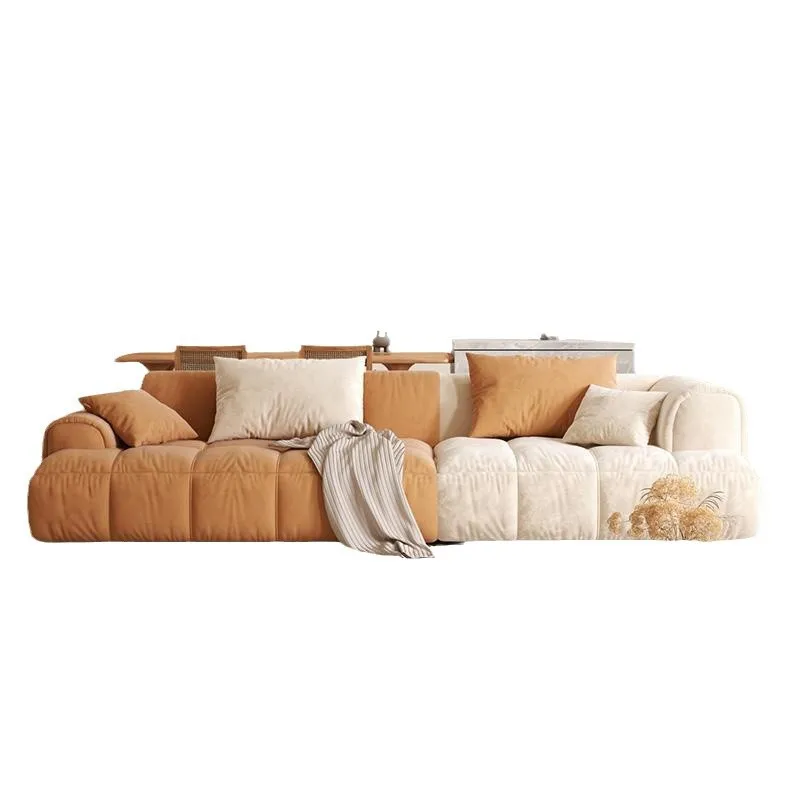 piano key sofa, technology cloth  simple modern cream style princess corner combination fabric solid wood