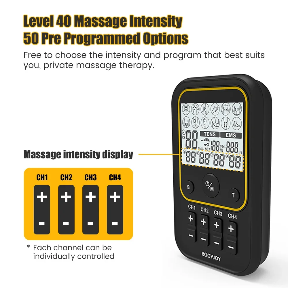 Digital EMS TENS Unit Machine Muscle Therapy Stimulator Physiotherapy Pulse Massage Pain Releif Back Neck Full Body Massager