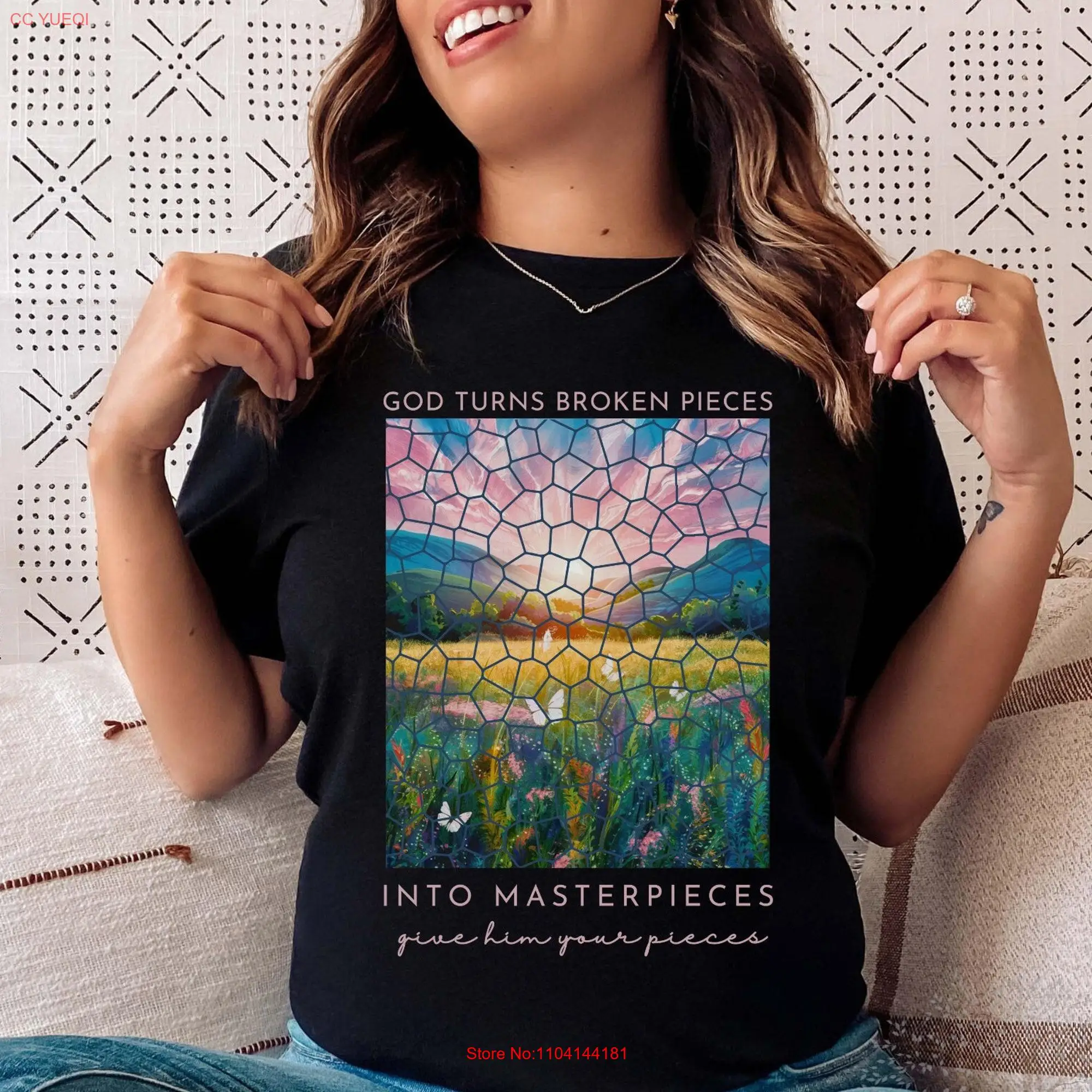 God Turns Broken Pieces Into Masterpieces Christian T shirt Worship for Her Cute Trendy Motivational