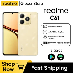 Realme C61 8GB+256GB Android14 Smartphone 6.74'' 90Hz Eye Comfort Display 50MP AI Camera 5000mAh Massive Battery