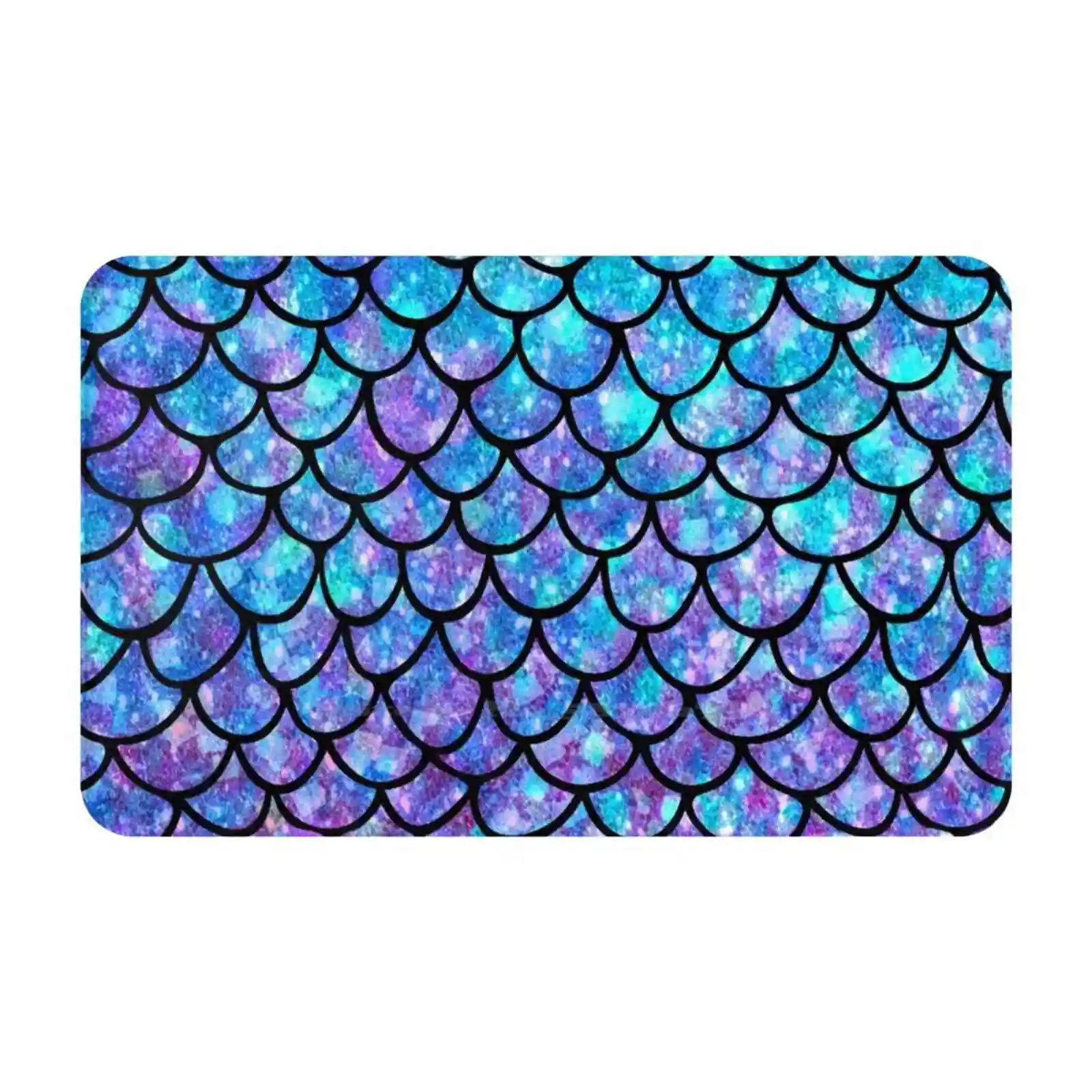 Purples & Blues Mermaid Scales Soft Cushion Car Home Carpet Door Mat Mermaid Fairy Tale Scales Whale Tail Animal Arctic Sea