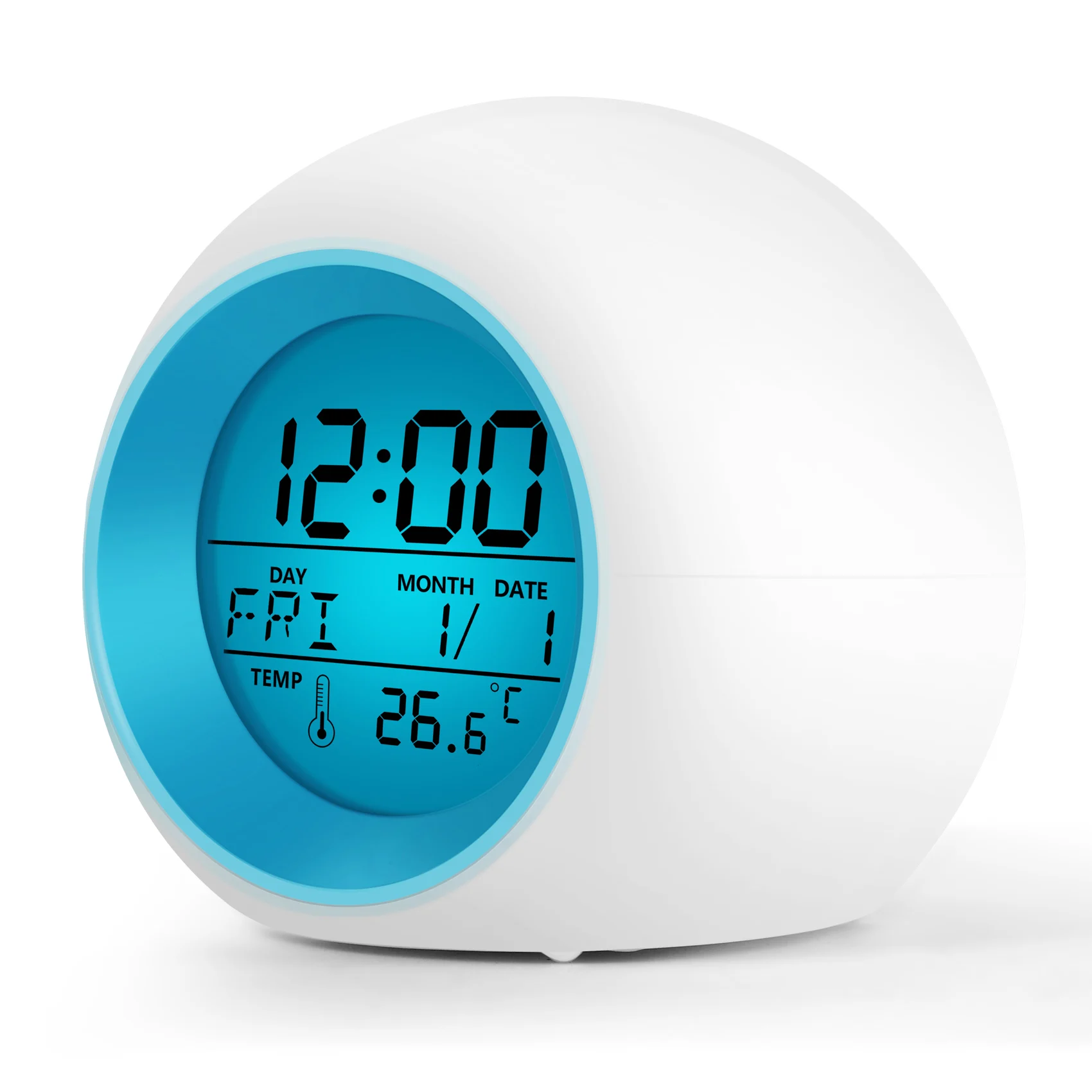 Kids Alarm Clock - Wake Up Light Digital Clock With 7 Colors Changing, Press Control And Snooze Function For Bedrooms