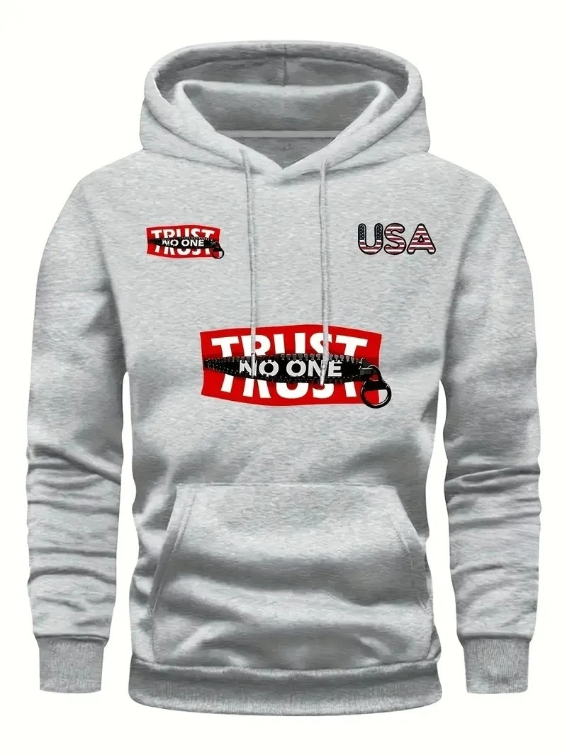 

2025 Autumn and Winter Men's _ No One_ Graphic Hoodie Gray Pullover American High-end Luxury Is for Both Men and Women Top Y2k