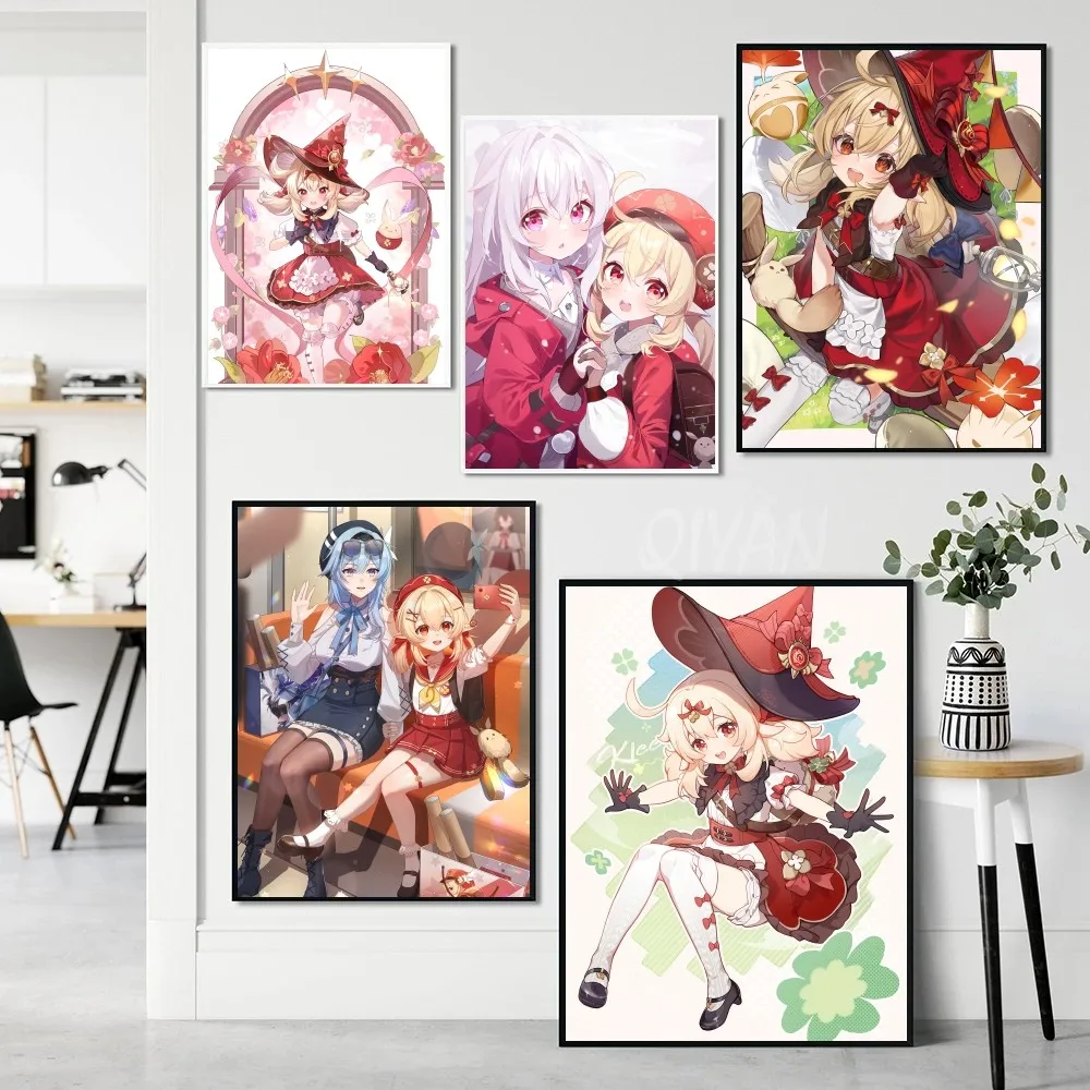 GAME Genshin Impact Accounts Klee Poster Paper Print Home Living Room Bedroom Entrance Bar Cafe Art Painting Decoration