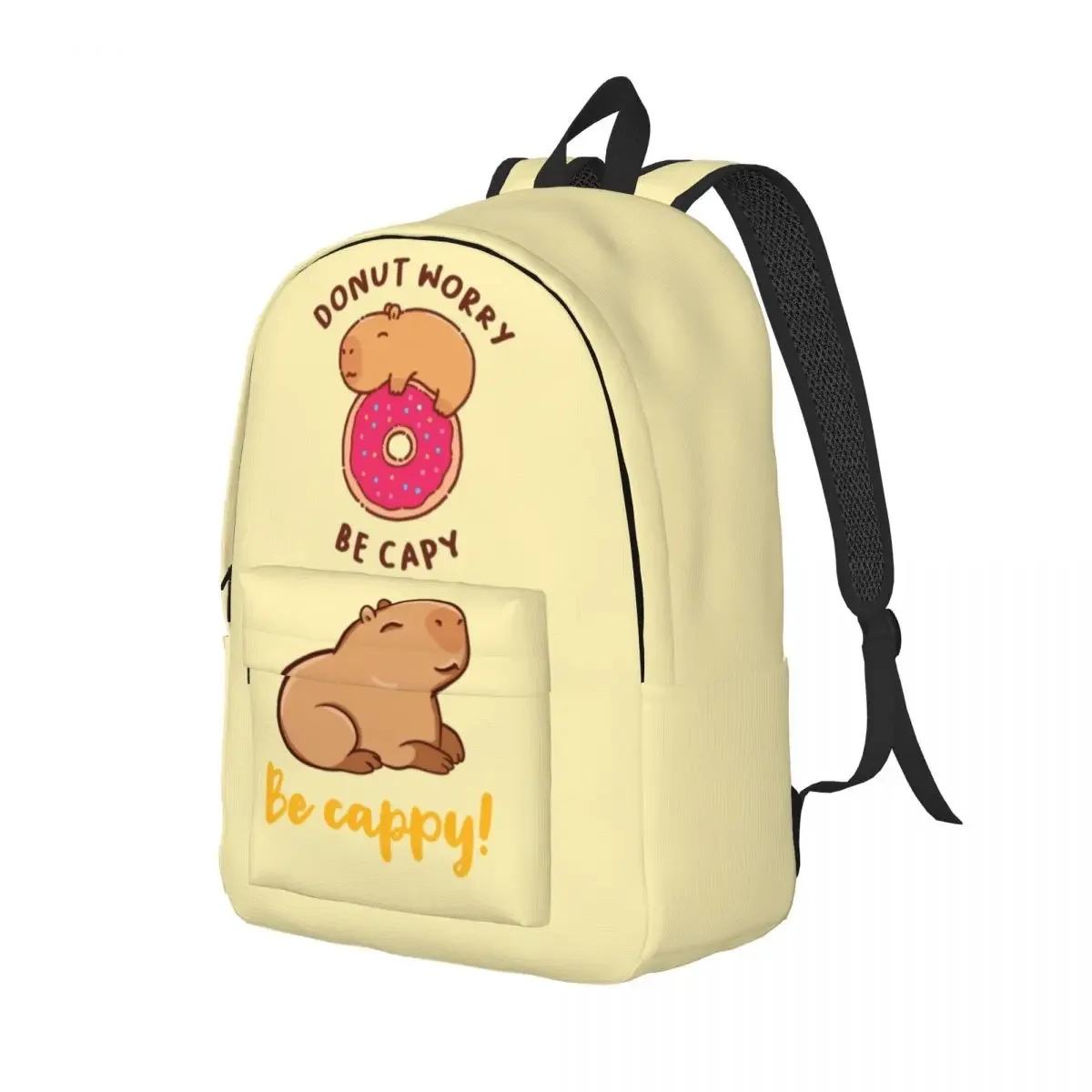 Cute Capybara Backpack Be Cappy Animal Men Polyester Daily Backpacks Soft Cute School Bags Sports Rucksack for Outdoor Hiking