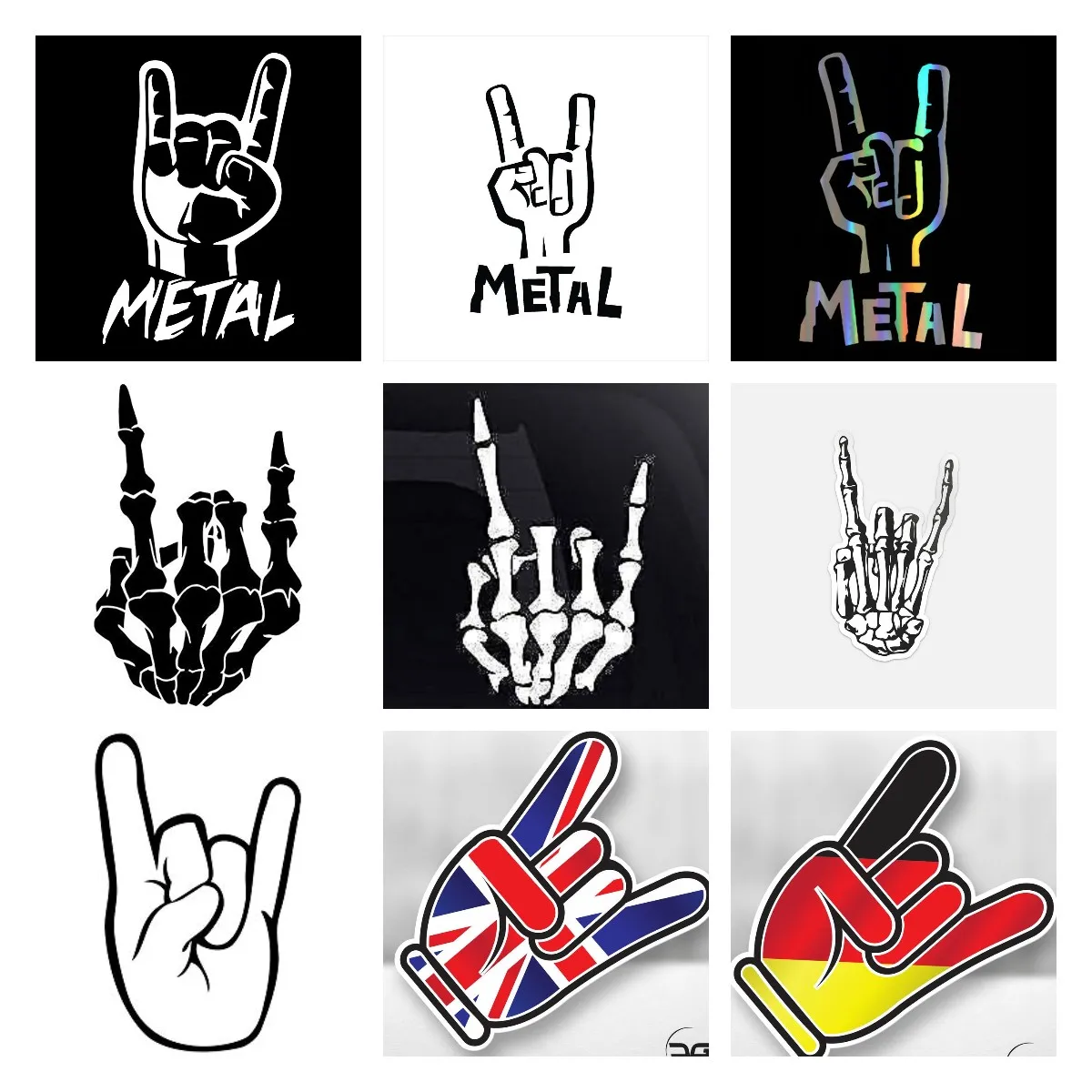 Rock On Horns Skeleton Hand Metal Sticker Sticker Graphic - Auto, Wall, Laptop, Cell, Truck for Windows, Cars