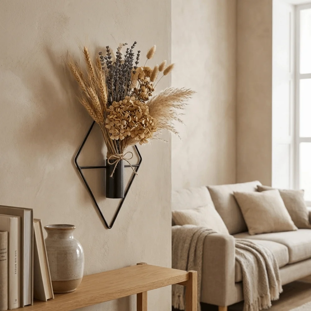 2 Stück Moderne Eisen-Rhombus Hängende Blumenvase Dekorative Minimalistische Wandhängende Vase Schwarze Metall-Wandvase Veranda-Dekoration – Detail 9