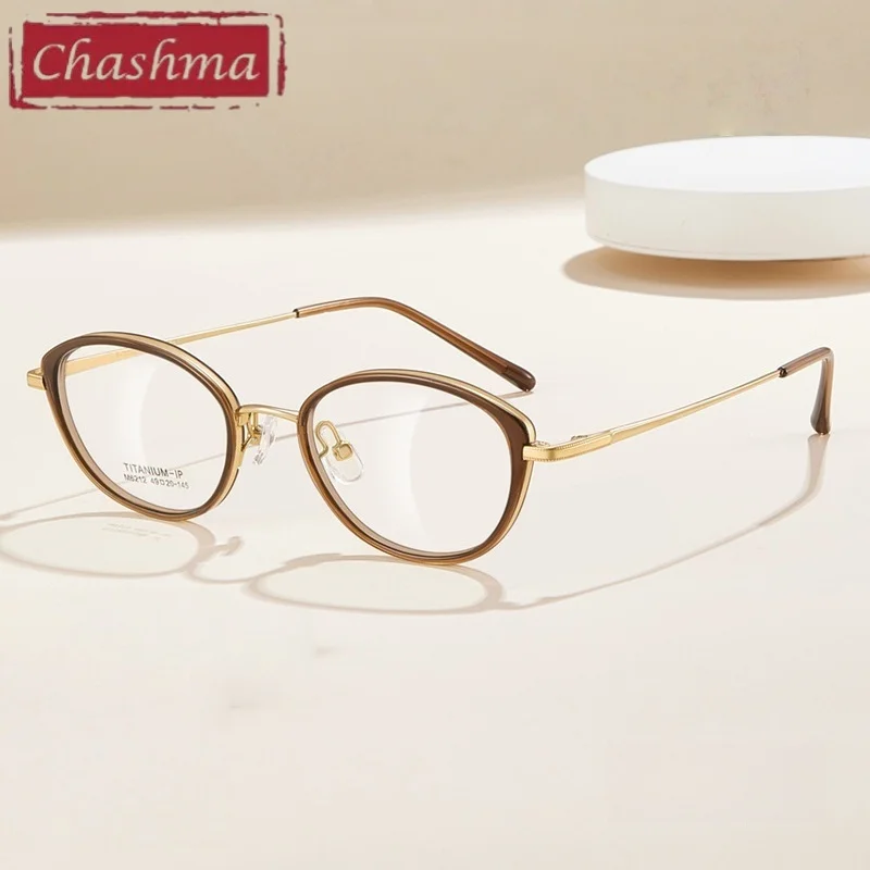 

Chashma Prescription Glasses Women Cat Eye Titanium Eyeglasses Frames Fashion Eyewear for Optical Recipe Myopia Lenses Spectacle