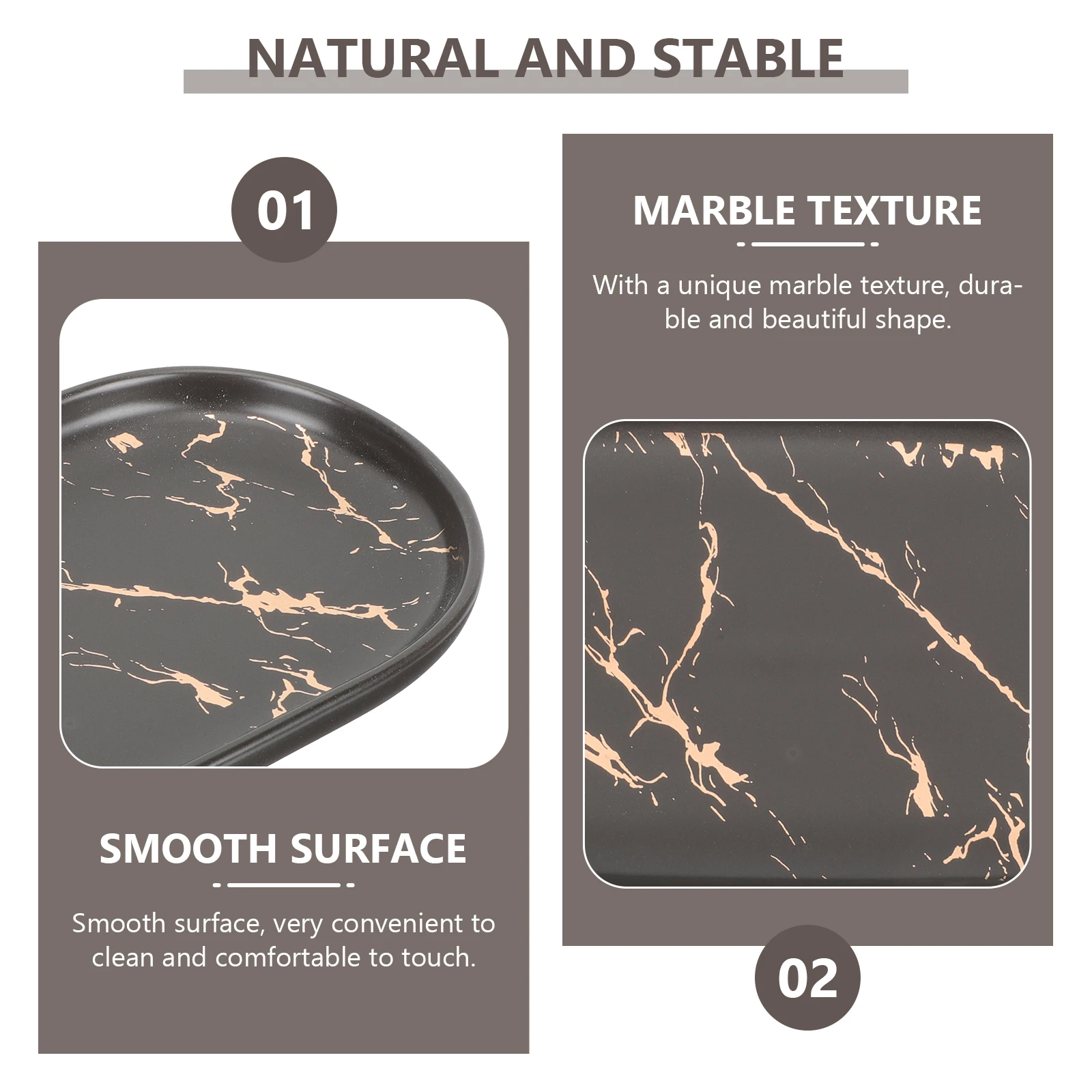 

Creative Marble Pattern Storage Tray Bathroom Toiletries Organizer Tabletop Tray Key Holder Smooth Surface