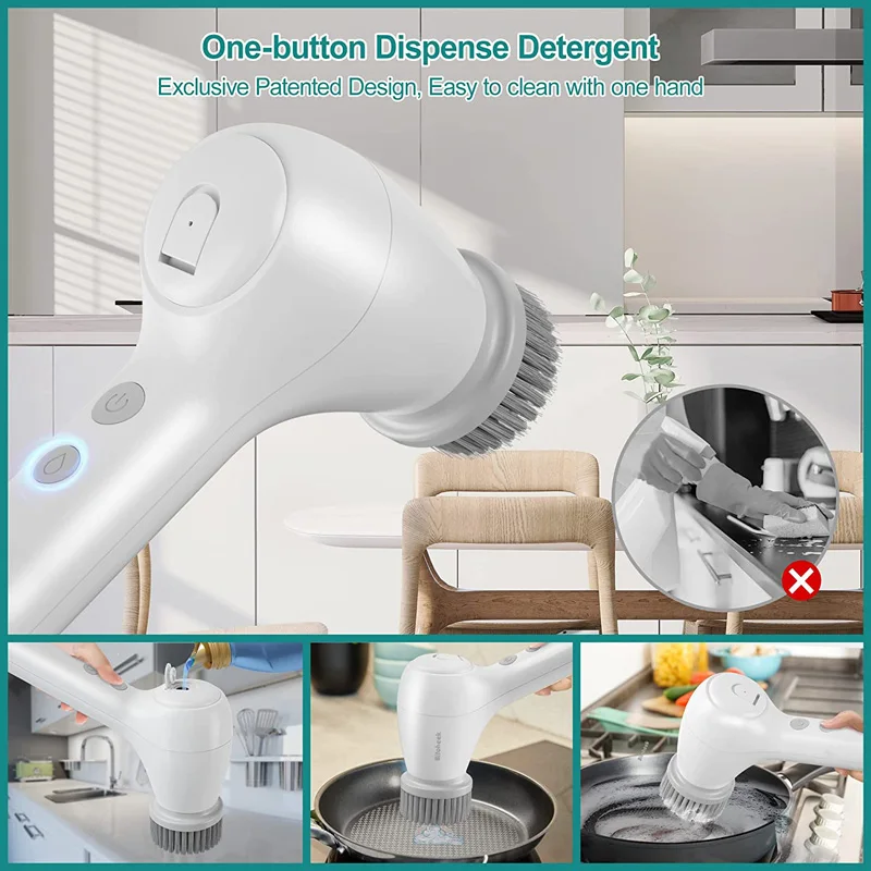 Futurknight 4 in 1 Electric Spin Scrubber Power Cleaning Brush Dispenser di detersivo automatico Scrubber portatile forno da cucina FUT080