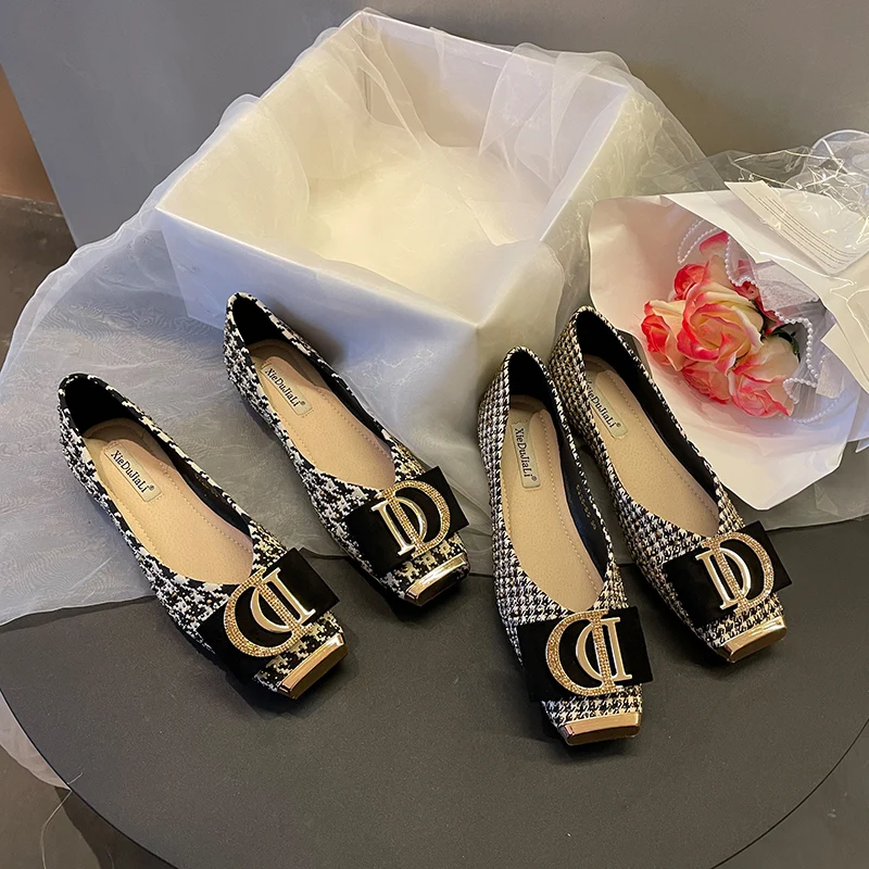 

Flat Shoes women 2023 New Single Shoes Women's Work Shoes Korean Version Retro Soft Sole Square Toe Bean Shoes Women's Shoes