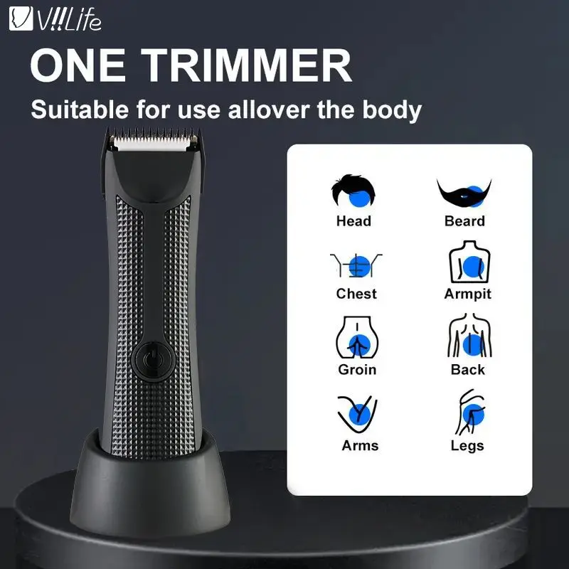 Men's Electric Groin Hair Trimmer Pubic Hair Removal Intimate Areas Body Grooming Clipper Epilator Rechargeable Shaver Razor