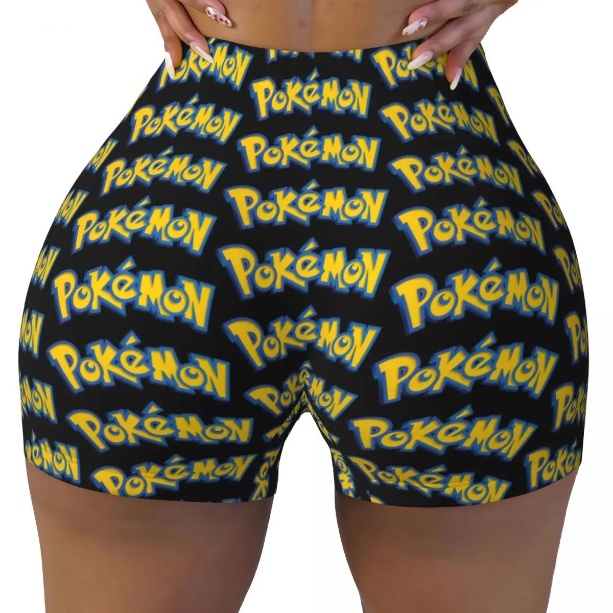 Custom Pikachus Logo Running Volleyball Gym Shorts Women Athletic Workout Yoga Shorts