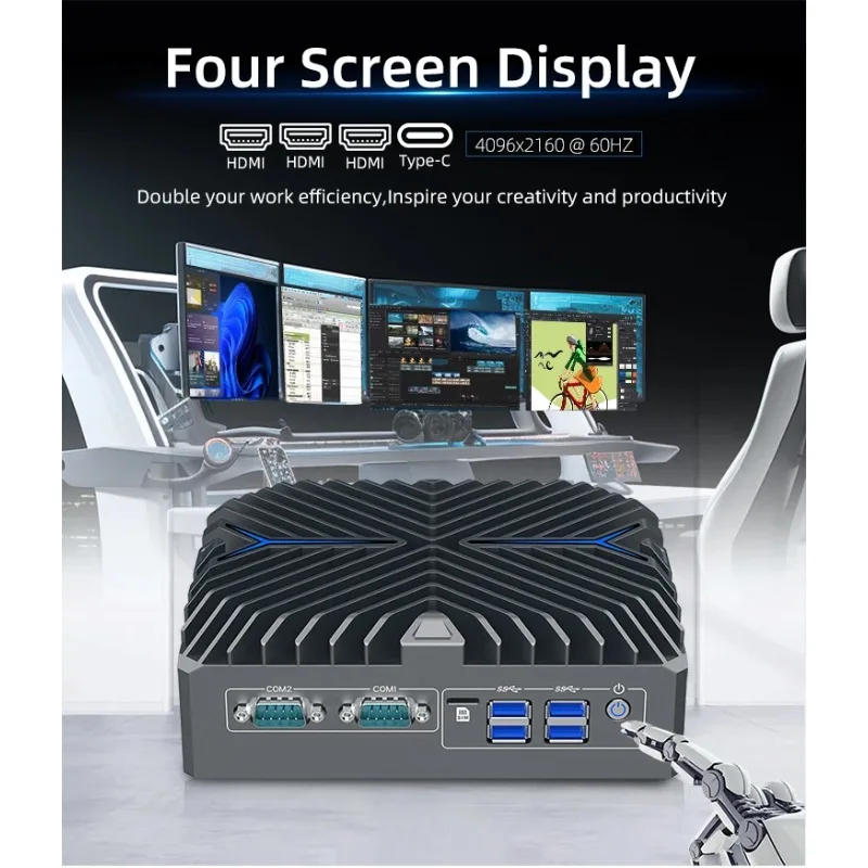 11TOPS NPU Intel AI Boost 14th Gen Ultra 5 125U Win11 Pro 4K 3HD UHD Fanless AI Mini PC