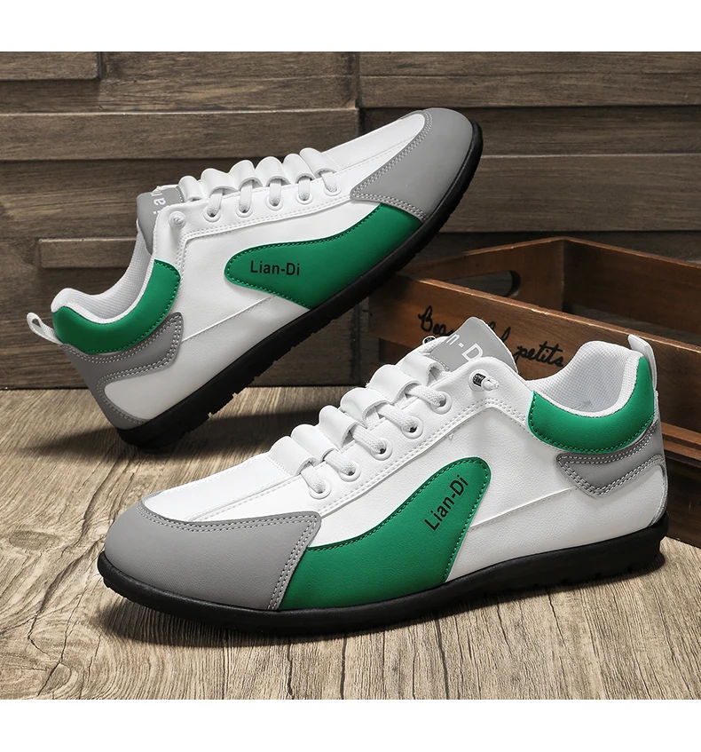 Niedrig geschnittene Herrenschuhe, große Größen, neue Frühlings- und Herbstmodelle, atmungsaktive Leder-Freizeitsportschuhe, weiche Sohle, rutschfest, Herren-Sneaker zum Autofahren. – Detail 21