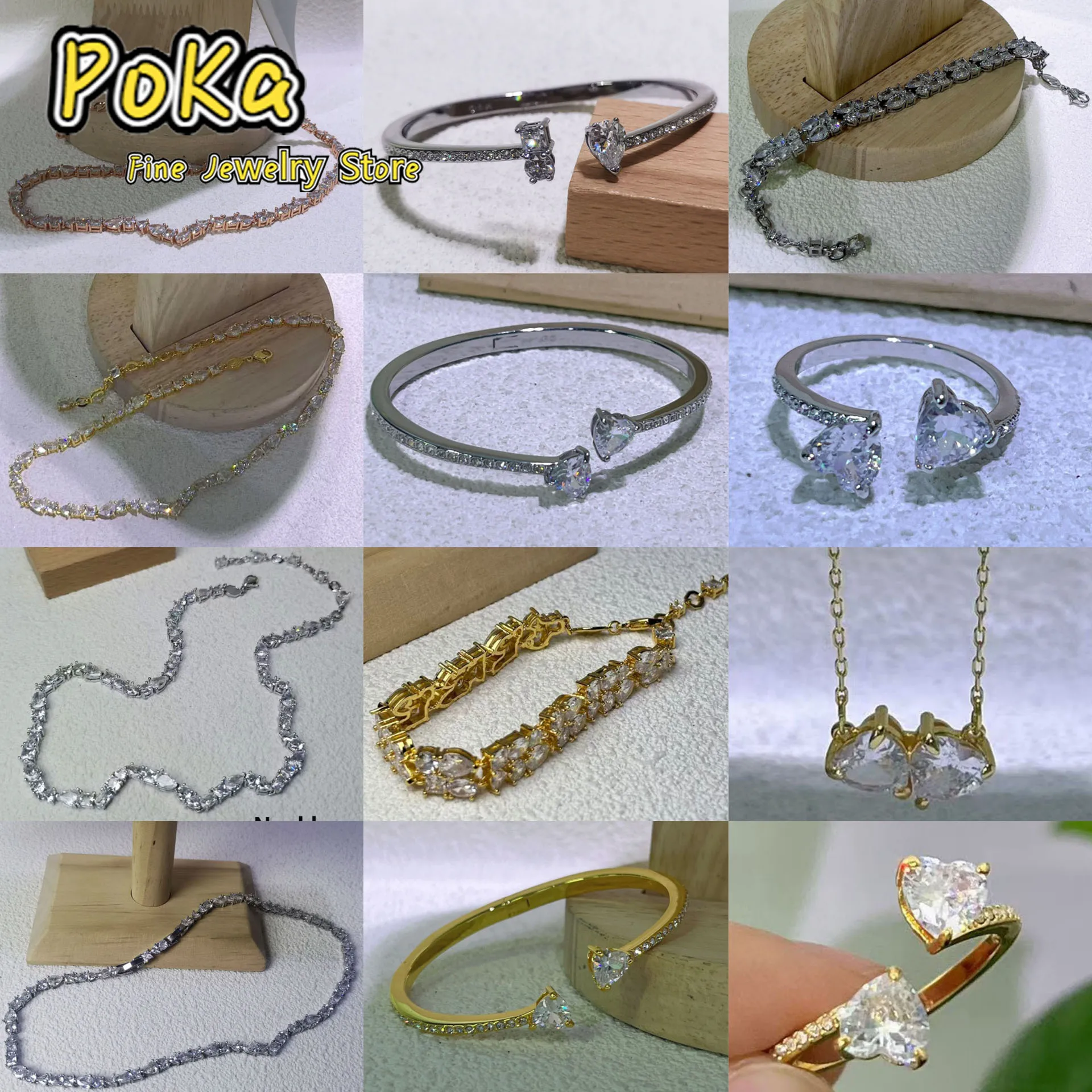 New Year and Christmas Gifts Best Wedding  White White Original Cut Crystal Luxury Necklace Earrings Bracelets Ring for Women