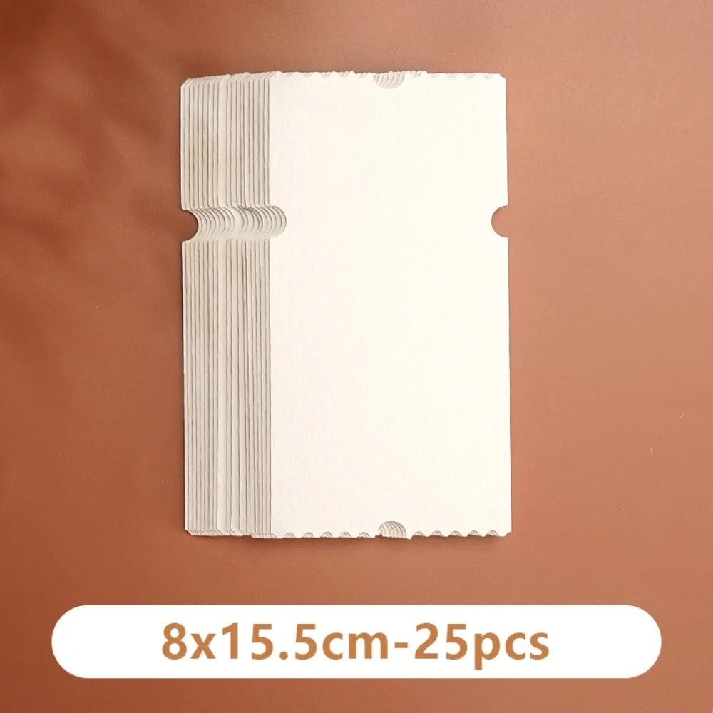 25pcs Stamp/Ticket Stub Shape Watercolor Paper Blank Design Fine Lines Art Papers Hand-drawn Style Postcards Stationery Use