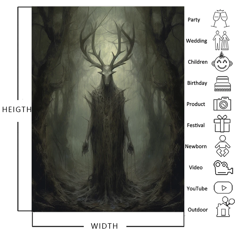 Bonvvie Halloween Photography Background Horror Misty Forest Dead Tree Background Halloween Party Decoration Studio Photo Booth