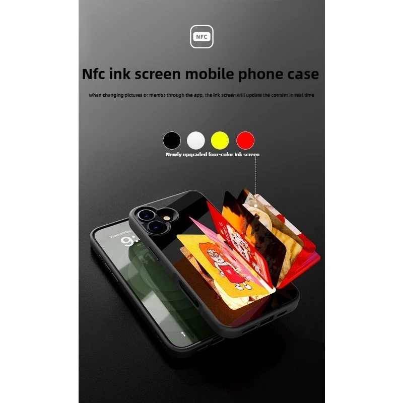 NFC Smart E-ink Screen Fashion Magnetic Phone Case for IPhone 16 15 14 13Pro Max Plus DIY Photo Anime Characters Protector Cover