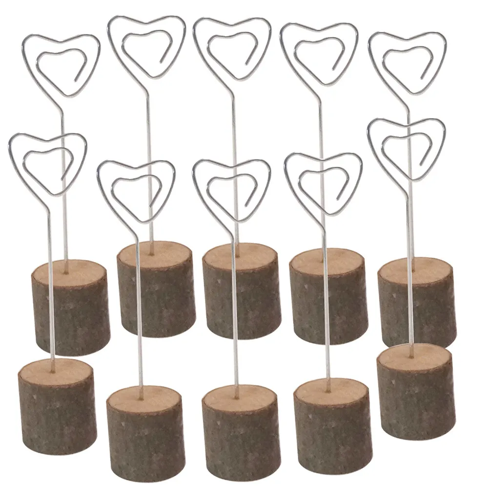 10Pcs Solid Wood Business Card Holder Retro Creative Table Place Seat Holder for Wedding Party Table Number Menu Photo Clips