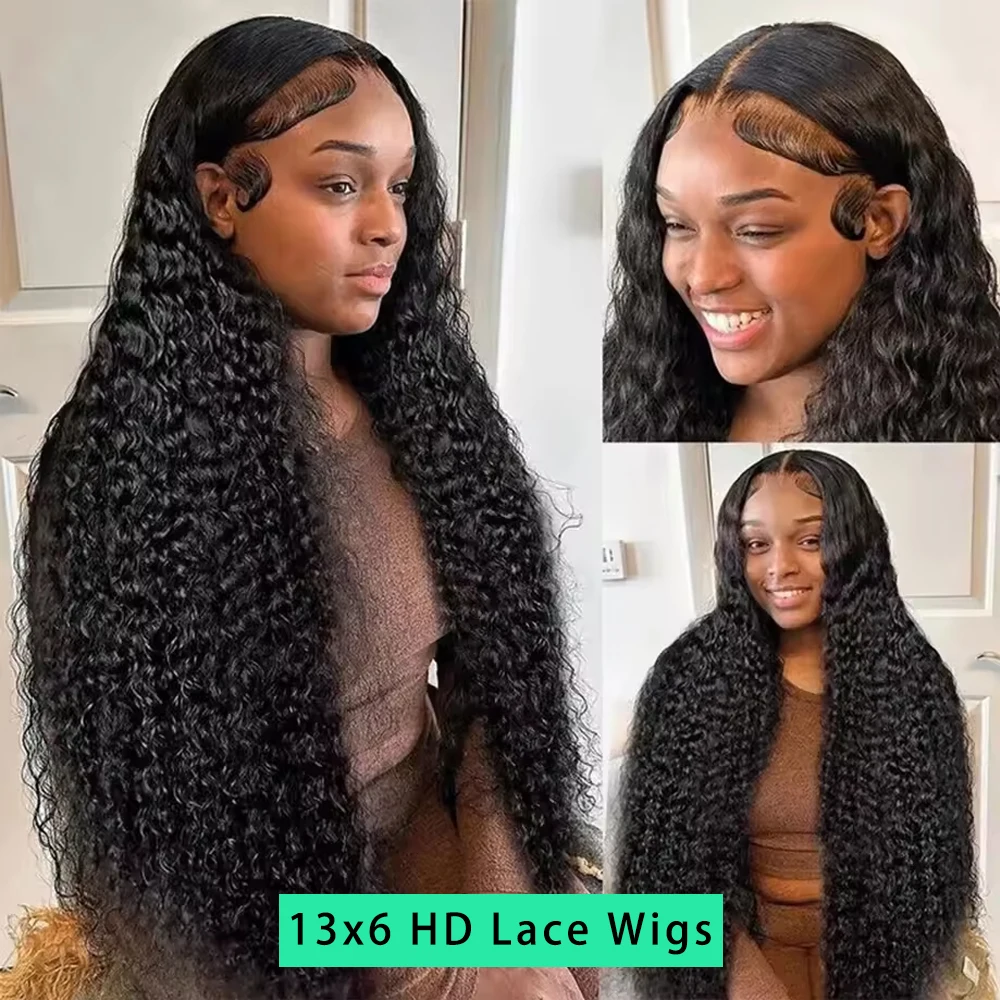 42 40 30Inch 300 Density 13x6 Hd Lace Frontal Wig Water Deep Wave Human Hair Wigs 100% Lace Curly Wigs For Black Women image 3