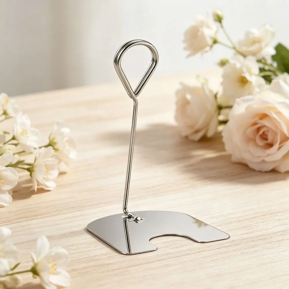 Premium Multi-Use Name Card Holder Metal Wire Clip Vertical Price Display Stand Stable Flat Reusable Table Number Holder