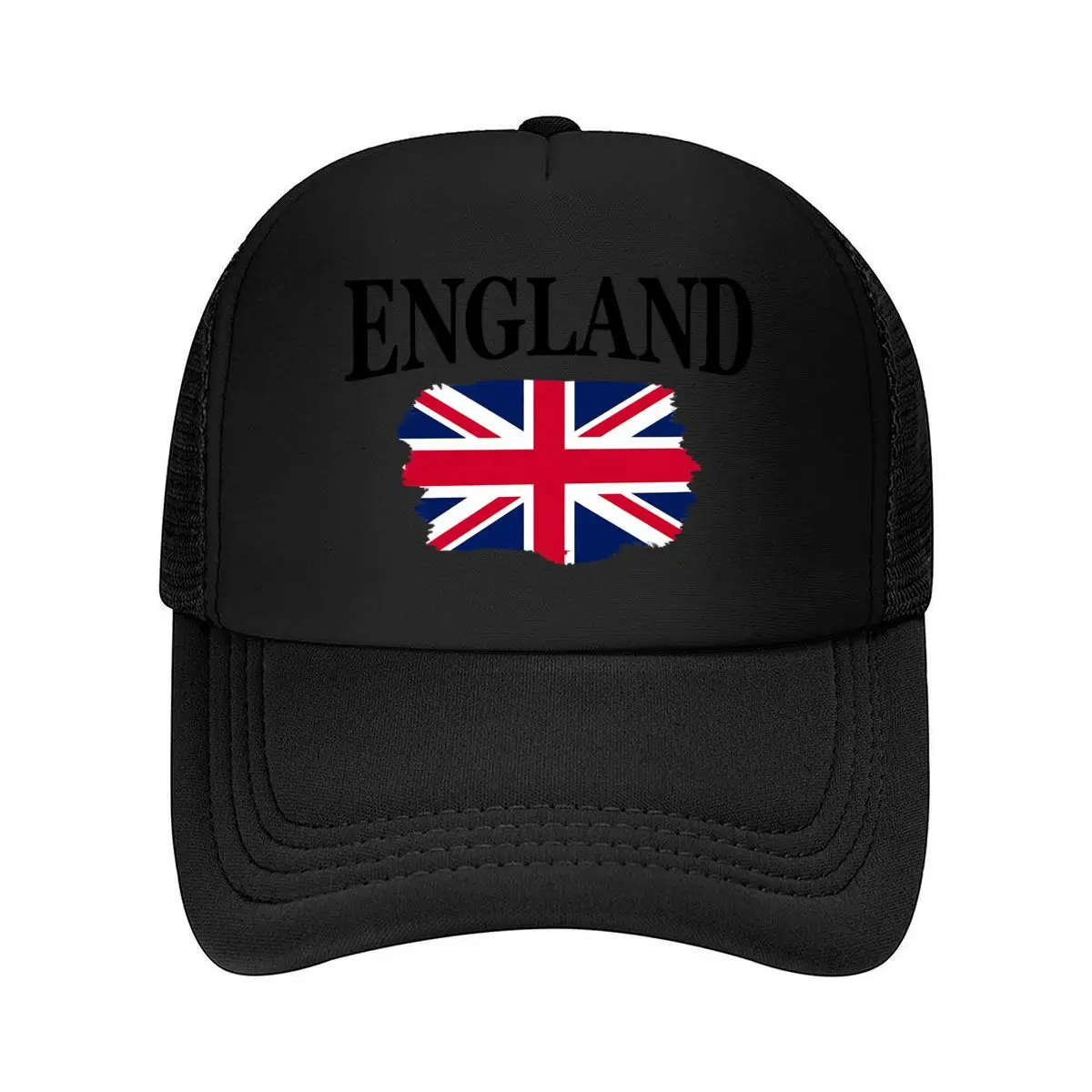 England Union Jack Flag Brush Stroke Design Mesh Baseball Cap Hip Hop Dad Hat For Womens Unisex Female