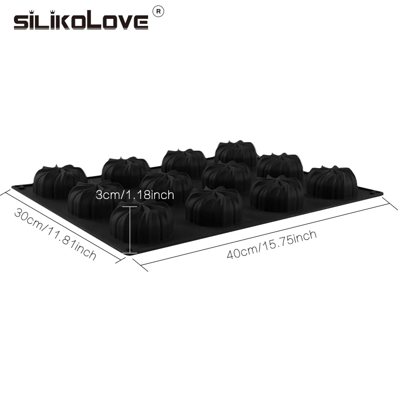 SILIKOLOVE 12 Cavity Spiral Pumpkin Cake Mold Silicone Baking Mold Holloween Molds Mousse  Pudding Pies Brownie Dessert Mould