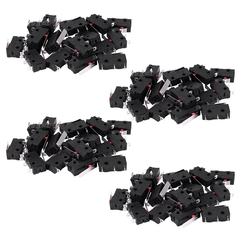 B50B-80Pcs AC 125V 250V 5A SPDT Micro interruptor de limite de plástico momentâneo de 3 pinos preto + prata