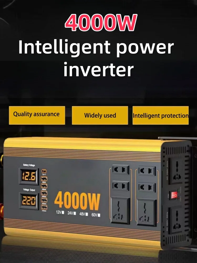 

12/24V 2000/4000W Car Power Inverters Universal Multifunctional With LED Display Multi Socket Transformer Auto Accessories