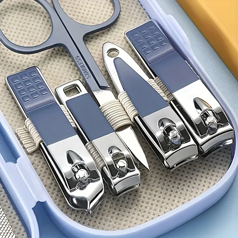 Kit de cuidados com as unhas e pés de aço inoxidável, 14 peças com pinça de cutícula, conjunto portátil em caixa, ferramentas de manicure de aço inoxidável, cortador de unhas