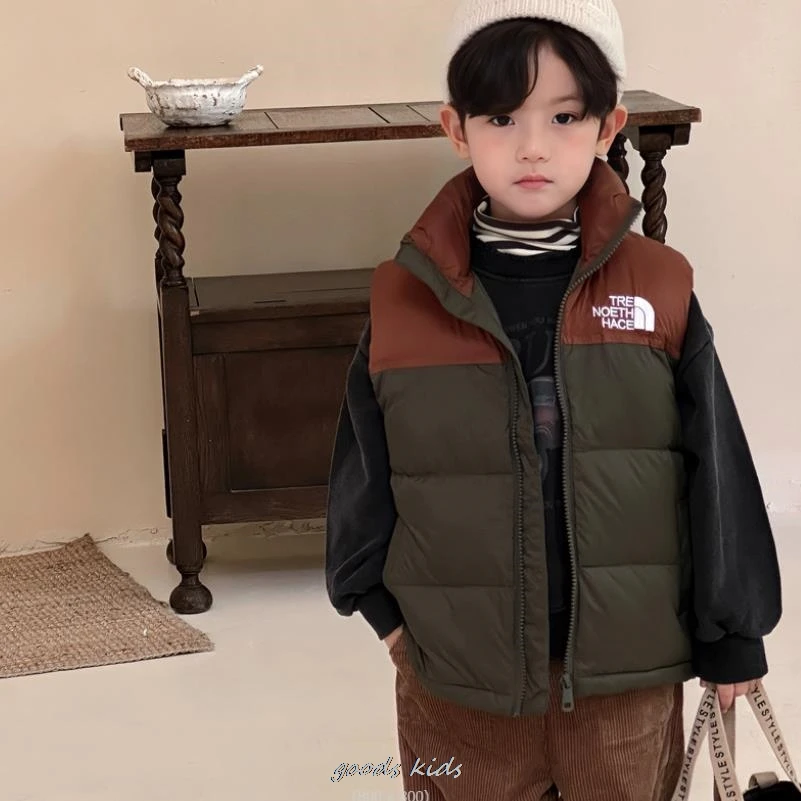 New Children\'s Down Cotton Vest Five Colors Boys Girls Kids Outerwear Vest Stand-up Collar Warm Thickened Autumn Winter Vest