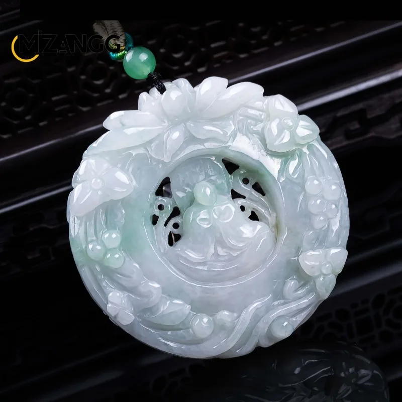 Natural Jadeite “Insights Into Life” Thick, Exquisitely Crafted Jade Pendant with Openwork 3D Fashionable Jewelry Men and Women
