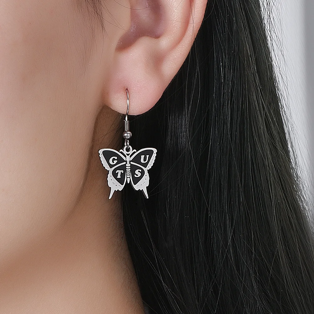 Dark Gothic Butterfly Drop Earring Retro Aesthetics Jewelry for Women Girls Dangle Earrings Jewelry Accessories Gifts