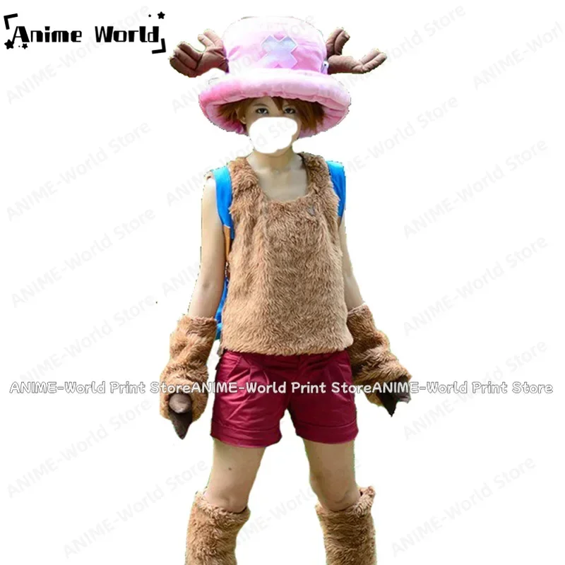 《Custom Size》Anime 2 Years Later Tony Tony Chopper Cosplay Costume + Hat + Bag Halloween Party Custom Made Any Size