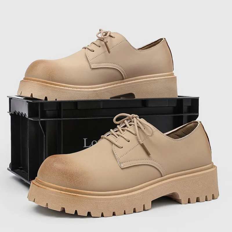 

Shoes for Men British Style Thick Sole Casual Derby Shoes High Quality Fashion Comfor Versatile Man Leather Shoes Zapatos Hombre