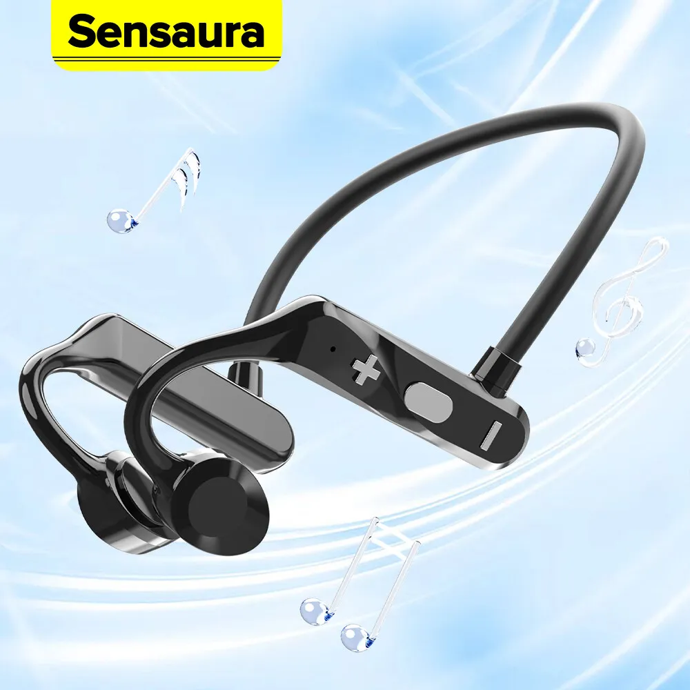 

Sensaura Bone Conduction Headset Wireless Bluetooth Earphone Not In-ear With Mic Earbuds Running IPX8 Waterproof Sports Headphon