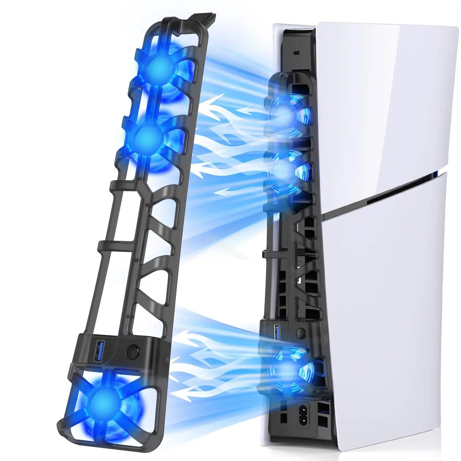 مروحة تبريد رفيعة للبلاي ستيشن 5 ، إصدار القرص ، مع إضاءة RGB ، منفذ USB رقمي ، PS5 ، جديد