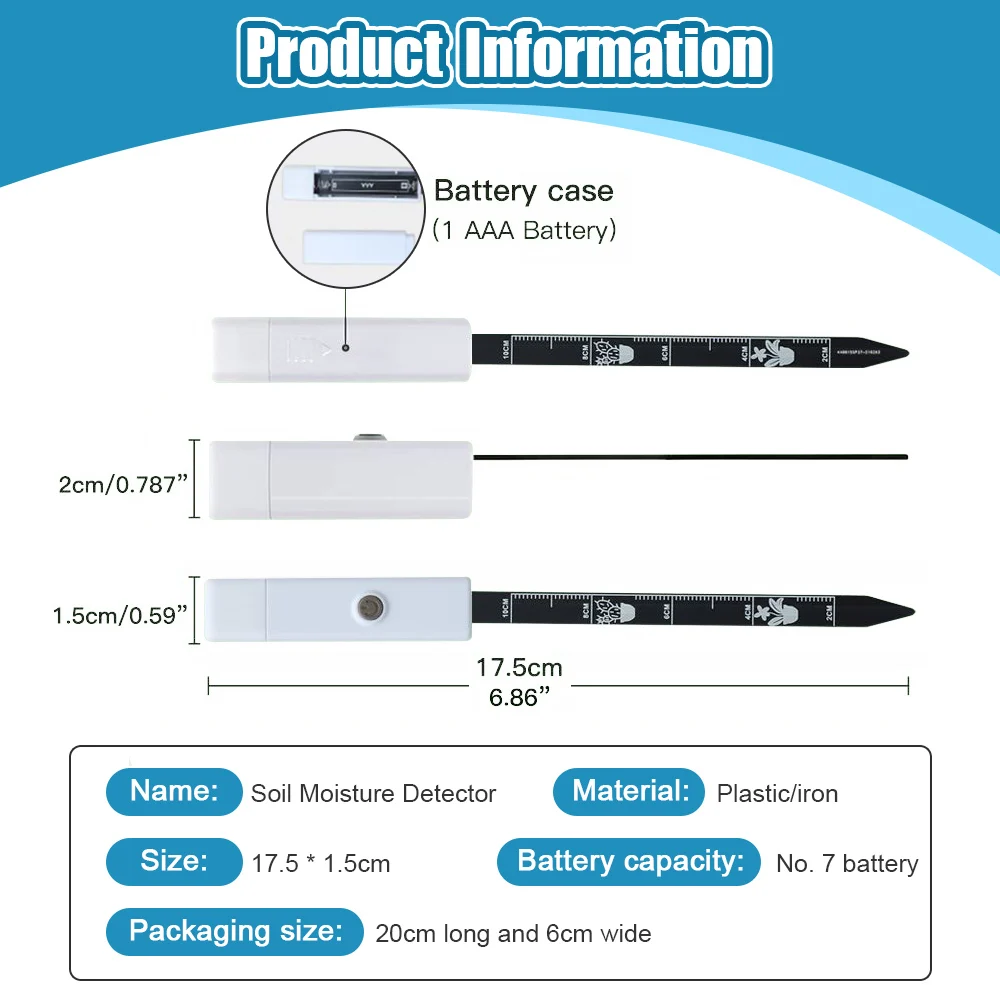 1/2PCS Soil Moisture Meter Plant Water Meter for Indoor and Outdoor Smart Probe with 3 Color Indicator Lights for Garden, Lawn,