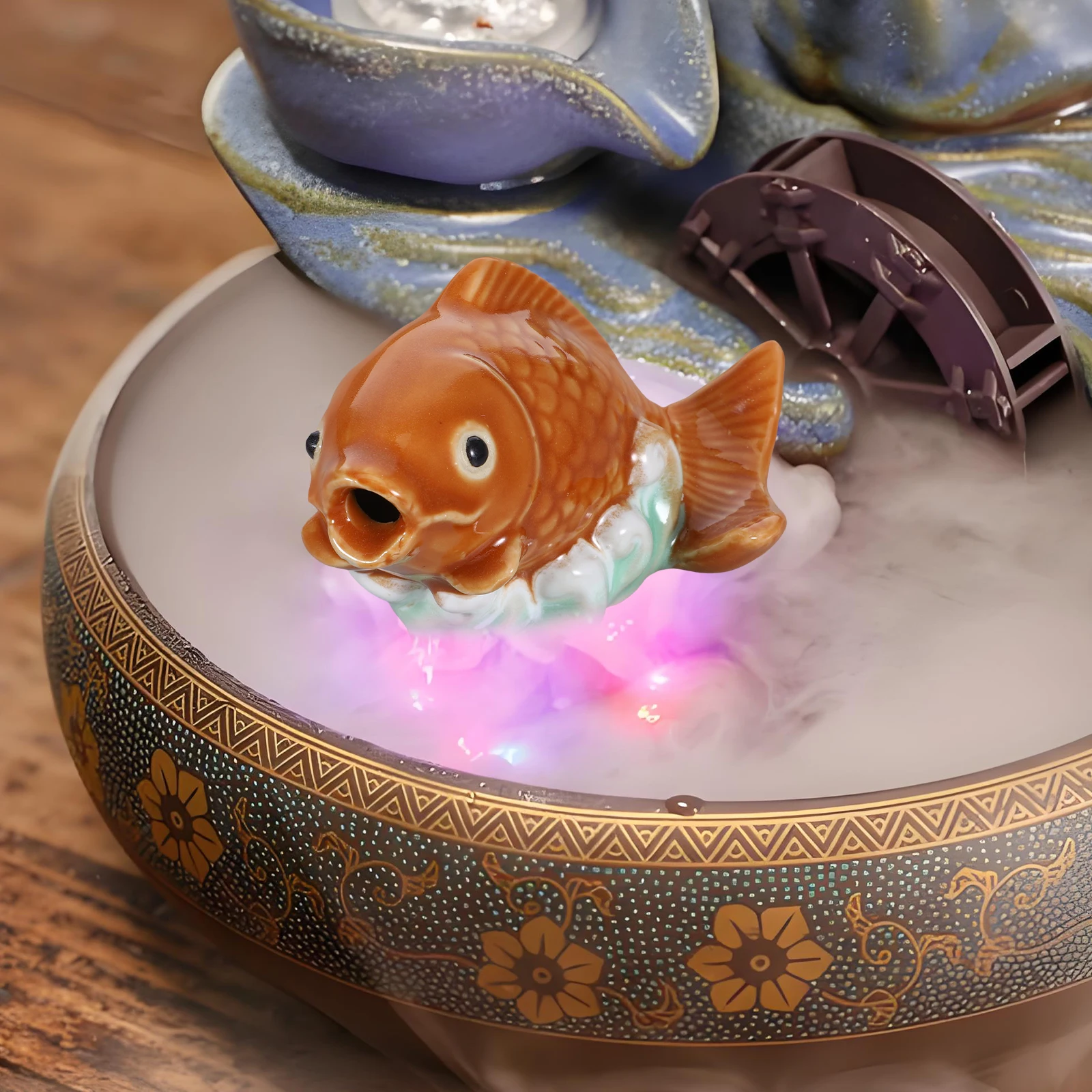 

Ceramic Carp Statue Koi Fish Garden Sculpture Water Spray Feature for Pond Decor Outdoor Fountain Nozzle Landscape Ornament