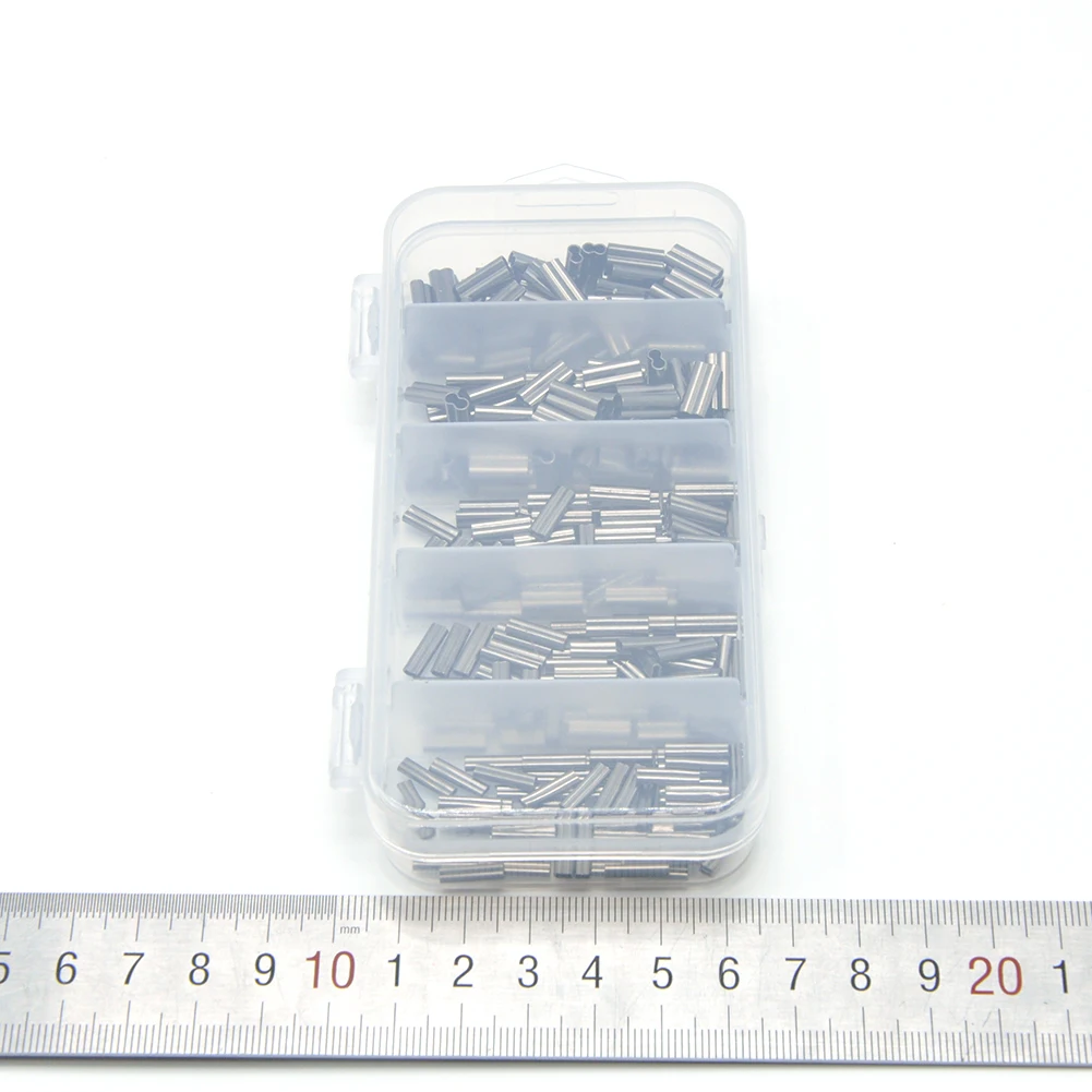 300 قطعة الصيد تجعيد الأكمام برميل مزدوج 1.0-1.8 مللي متر النحاس العقص حلقة كم عالية القوة استبدال عدة تزوير معالجة #6